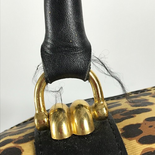 VERSACE Leopard print travel bag Duffle Bag PVC/Leather yellow/Black - Foto 10 di 17