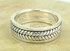 WIDE and THICK .925 STERLING SILVER WOVEN RING size 7 style r1317