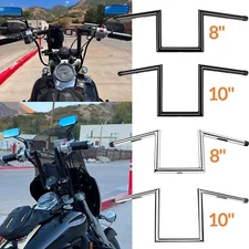 Motorcycle 1" inch Drag Z-Bar Rise 8" 10" Ape Hanger Handlebar For Honda Shadow