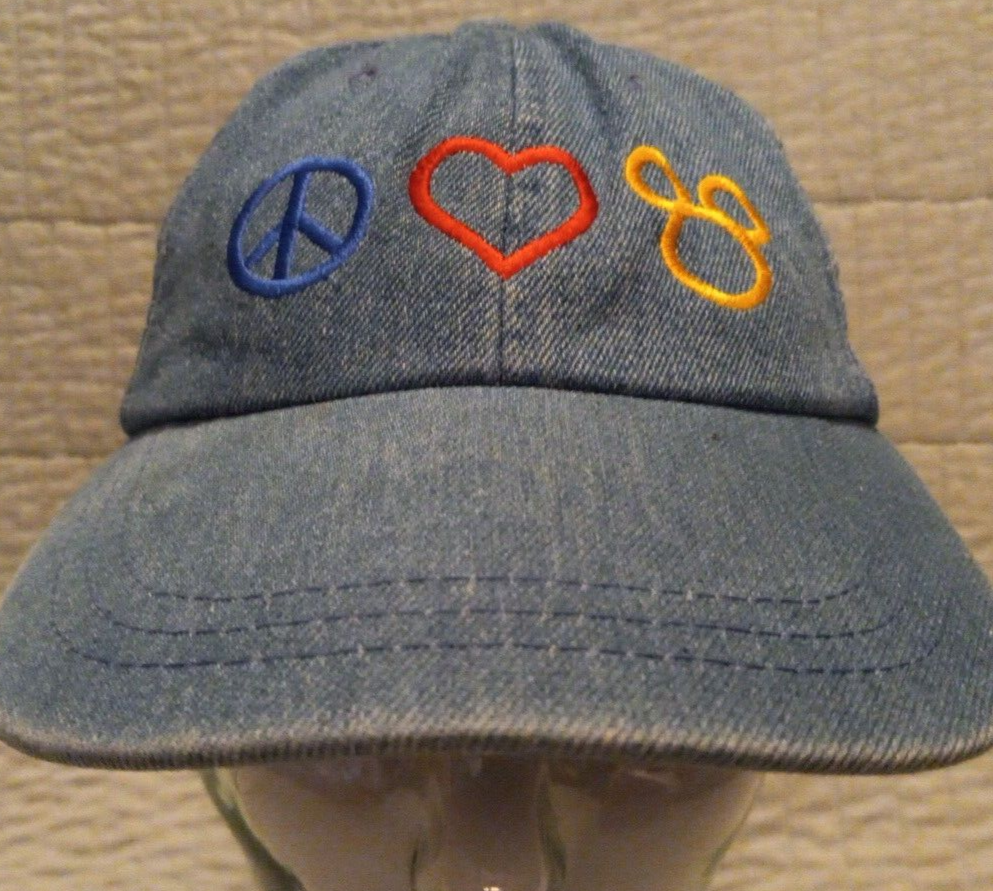 Unisex Adj Strapback Disney Blue Denim Peace Love Mickey  display picture 2