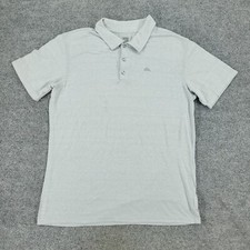 Quiksilver Polo Shirt Men's Large Gray Logo Graphic Short Sleeve 3-Button Adult