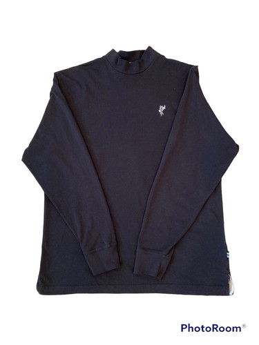 Mens ASHWORTH EZ-TECH Black Cotton Long Sleeve Mock Turtleneck Logo Golf Shirt M - Picture 2 of 9