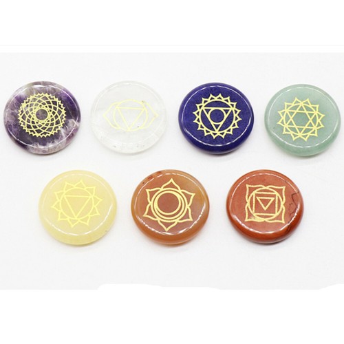 Juego de 7 Chakras Piedra Palma Cristal Reiki Sanación Meditación con Bolsa de Terciopelo Negro - Imagen 9 de 9