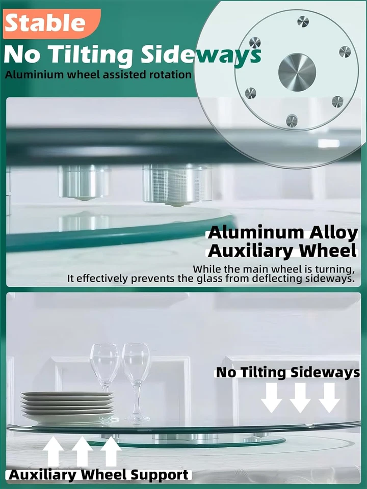 30.7 Inch Lazy Susan for Table Top Tempered Glass Rotating Serving Tray for Dini - Image 4 of 4