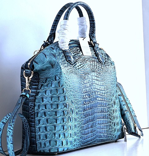 🌹Borsa a tracolla Brahmin Duxbury Dome bottiglia blu ombreggiata borsa in pelle + portafoglio + nappa nuova con etichette - Foto 5 di 11
