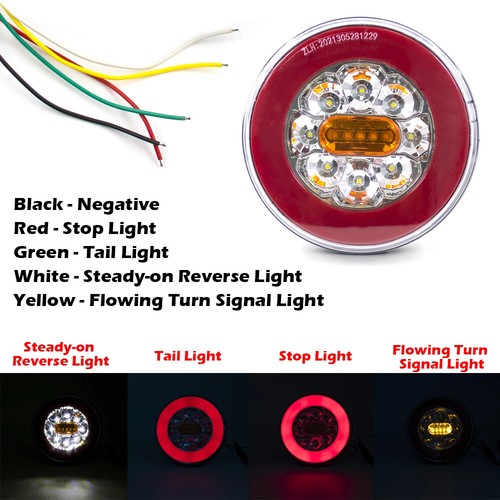 2x 5.5'' Round LED Tail Light Stop Turn Signal Rear Brake Lamp DRL Truck Trailer - Picture 2 of 22