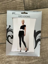 BNWT Pretty Polly Footless Tights One Size Black / White