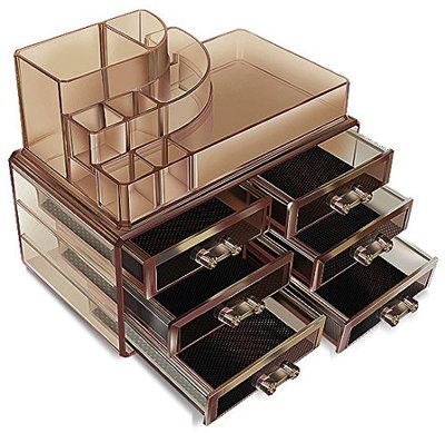 Acrylic Cosmetics Organizer Dark Colored Makeup Box Multi Function with Drawers