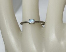 Sweet Dainty 925 SU CH Sterling Silver Small White Opal Size 7 Ring 0.8g