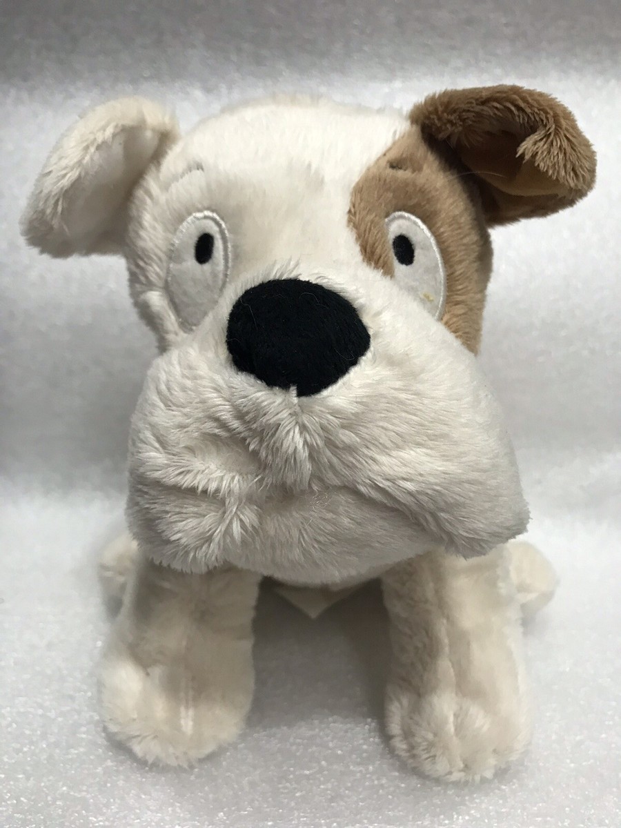 Hallmark Brown White Bulldog Puppy Dog w/ Red Collar Plush