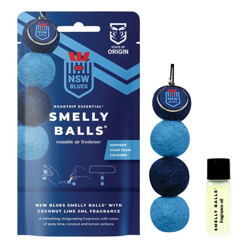 886018 NSW BLUES STATE OF ORIGIN LOGO SMELLY BALLS REUSABLE CAR AIR FRESHENER