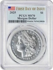 2025 Morgan Silver Dollar MS70 First Day of Issue PCGS
