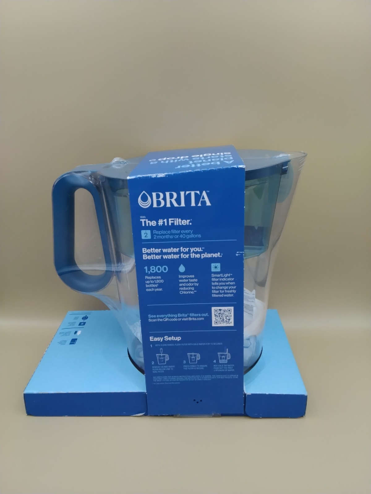 BRITA 10- CUP WATER FILTER PITCHER WITH 2  FILTER INSIDE NEW.