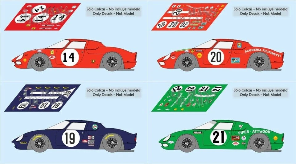 STICKERS LE MANS Décals Ferrari 250 LM Le Mans 1968 1:32 1:24 1:43 1:18 décalcomanies fente