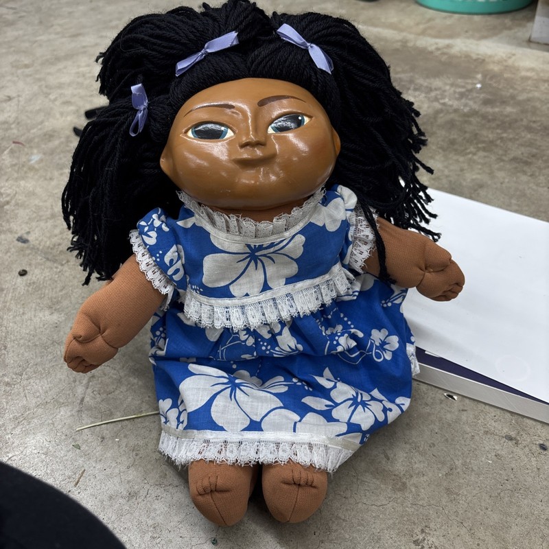 1985 Taro Patch Hawaiian Doll Signed Doc Smith Blue/White Top Floral Sundress
