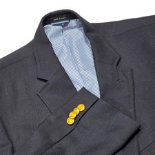 Tommy Hilfiger Mens Navy Blue Worsted Wool Two Button Blazer 44L Sport Coat