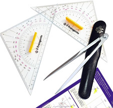 Set Squadrette E Compasso Nautici - Kit Carteggio Skipper plus - Corredo Il Fran