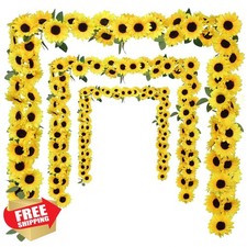 Coferset 48ct Artificial Sunflower Garland Vine 3 Pack 7.5ft