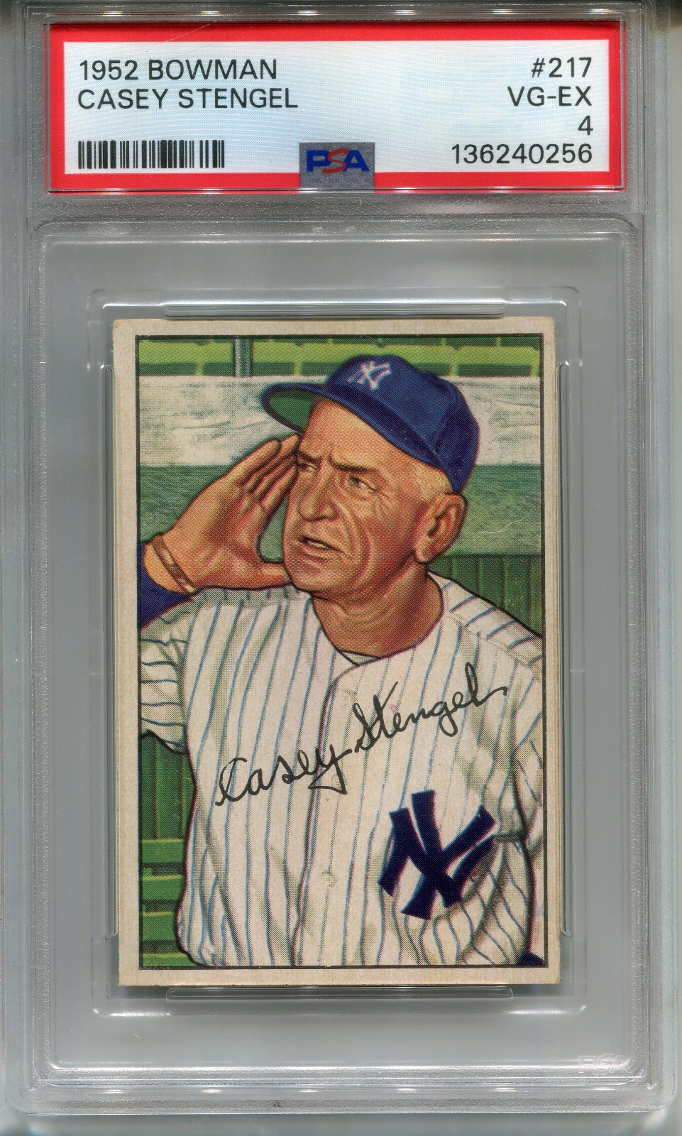 1952 Bowman #217 Casey Stengel PSA 4 VG-EX New York Yankees