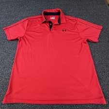 Under Armour Polo Shirt Mens XL Red HeatGear Short Sleeve Golf Performance