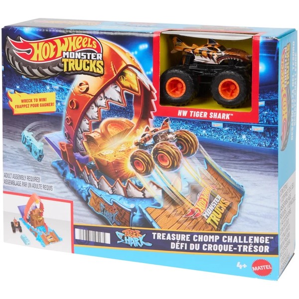 🔥 Hot Wheels Monster Trucks Arena Smashers Treasure Chomp Challenge Shark 🔥-image
