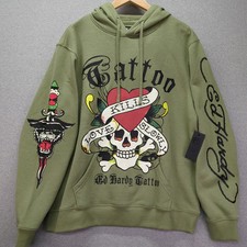 Ed Hardy Tattoo Hoodie Love Kills Slowly Skull Crossbone Mens Sz Large Nwt Ed Hardy Tattoo Hoodie Love Kills Slowly Skull Crossbone Mens Sz Large Nwt