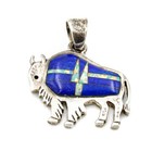 Navajo Signed Lapis Lazuli Buffalo Inlay Pendants & Earrings Lot of 4 #S5335-4 — photo 2