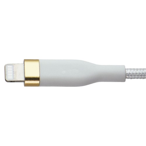 S.Simple (6 Foot) Usb-A À 8-Pin Tough-Knit Tressé Câble - Blanc/Doré - Photo 3 sur 3