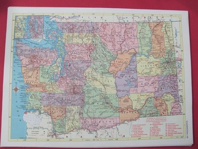 HISTORIC 1953 WASHINGTON & WISCONSIN RAILROAD MAP SHOWS AND LIST ALL WA & WI RRs