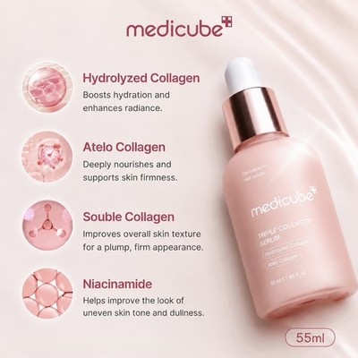 medicube Triple Collagen Hydrating Firming Face Serum Niacinamide 1.85 fl oz