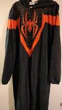 Bioworld Marvel Spider-Man Miles Morales Men's Hooded Pajamas Union Suit Size S