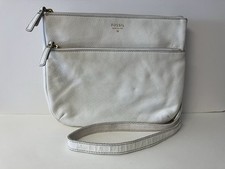 Fossil Tinsley Coconut Off White Ivory Pebbled Leather Crossbody Shoulder Gold