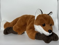 FAO Schwartz Plush Red Fox Laying Down Stuffed Animal 18" Woodland Creature Cute