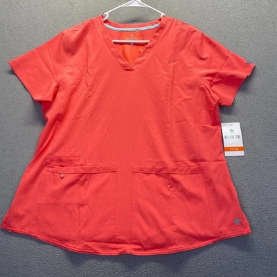MedCouture Scrub Top Coral Women's Size XL Energy Racerback Serena 8579 NEW - Image 1 of 4