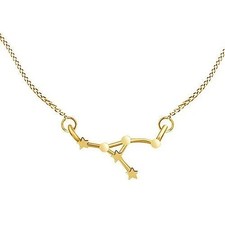 Cancer Zodiac Sign Astrology Constellation Star Necklace 14K Yellow Gold Plated