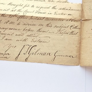 1794 letter signed by NH Governor John T Gilman Lost Vessel