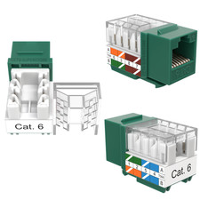 Green Cat6 Keystone Jack 45 Degree Angled Network RJ45 110 Punch down Lan Lot
