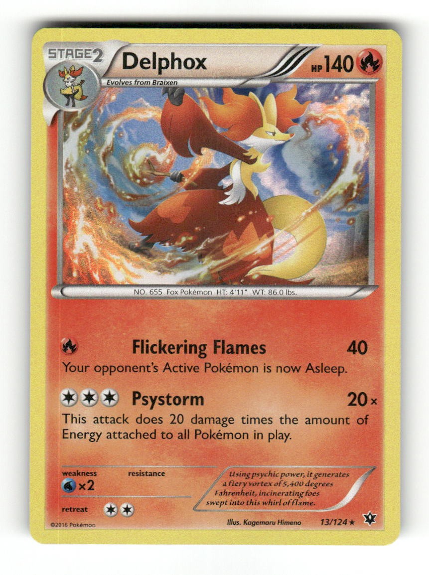 Delphox 13/124 Holo Rare Fates Collide Pokemon Near Mint