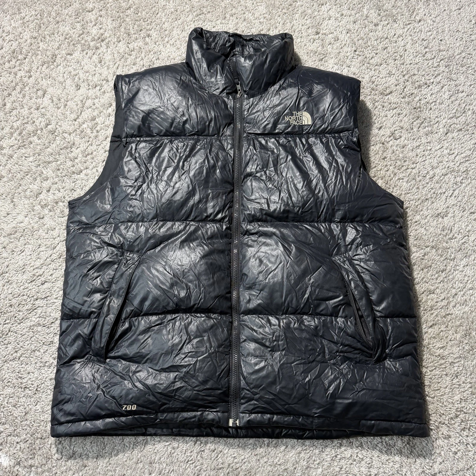 THE NORTH FACE MEN'S PUFFER DOWN VEST BLACK Vintage Y2k Nuptse 700 Full Zip XL