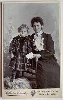 Original CDV photo photograph picture old fashion around 1890 Sangerhausen mother child