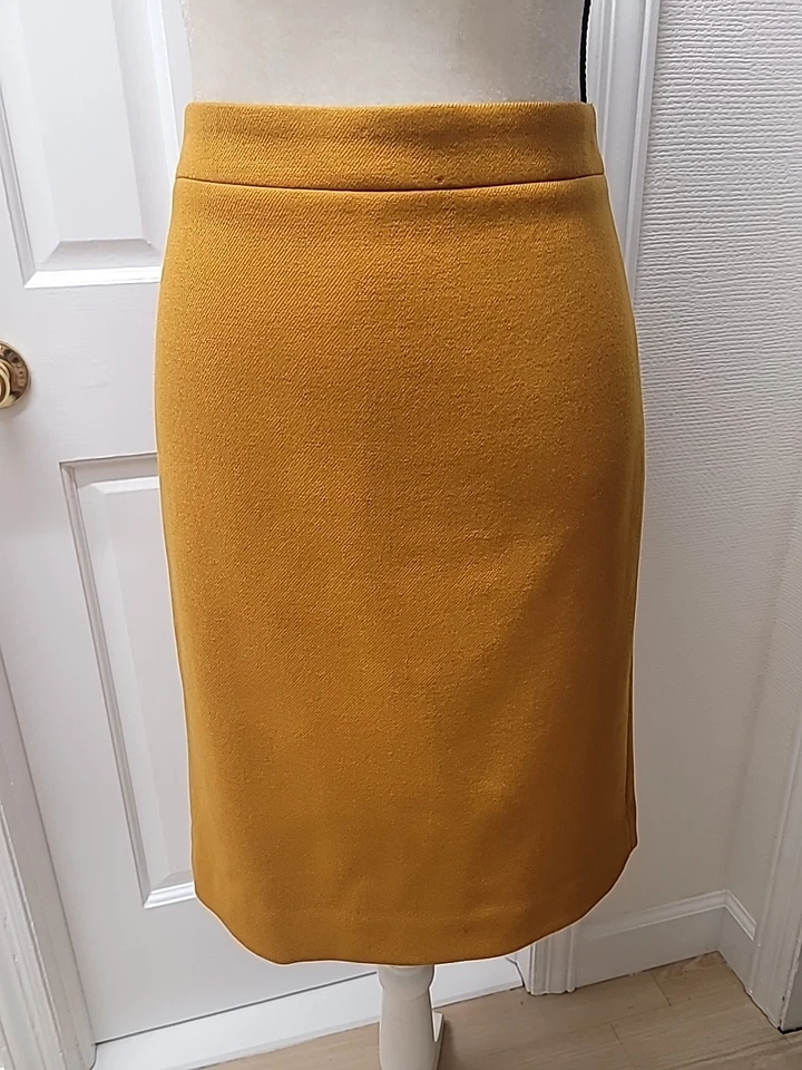 J CREW CLASSIC N⁰. FALDA 2 LÁPICES EN LANA DOBLE SERGE ORO MOSTAZA Talla 6 NUEVA CON ETIQUETAS