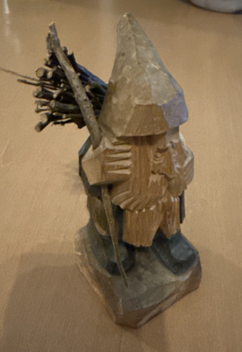 Carved Wood Gnome Forest Mountain Man Statue Figurine 6 1/4"