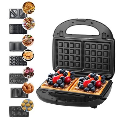 Sandwichmaker 7 in 1, Kontaktgrill, Waffeleisen, Sandwichtoaster, Panini Gril...