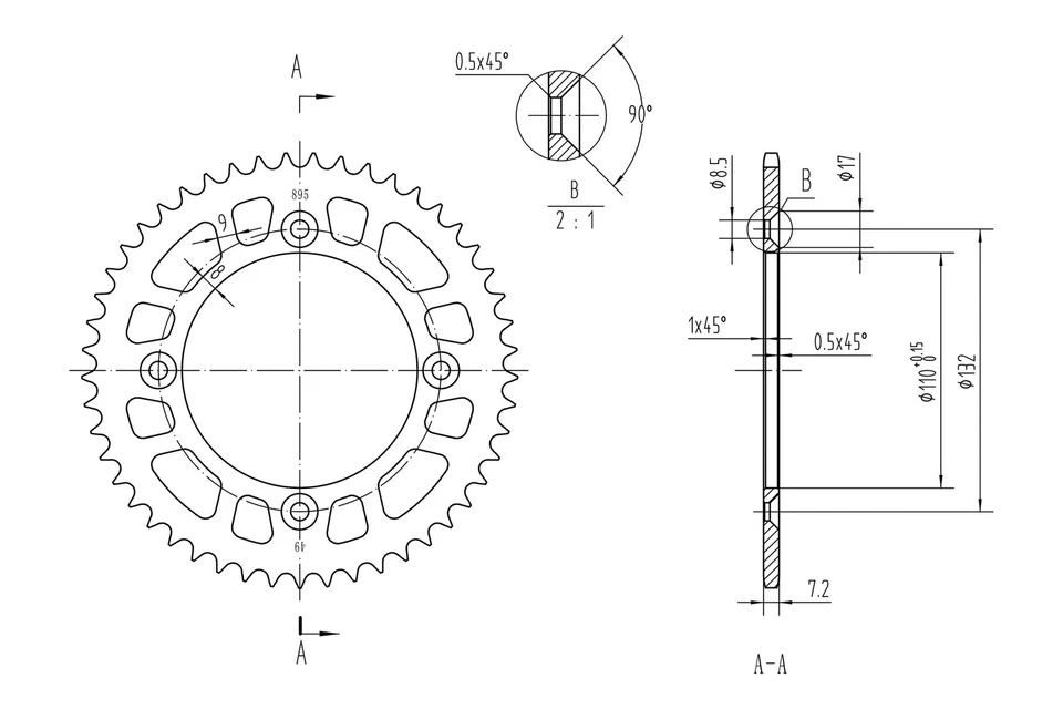 For KTM 85 2004-2017 BikeMaster 965069 428 Series Sprocket - Imagem 2 de 2