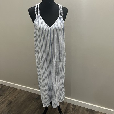 Rachel Zoe Dress Womens Large Blue 100% Linen Sleeveless Maxi Boho Beachy  Casual | eBay
