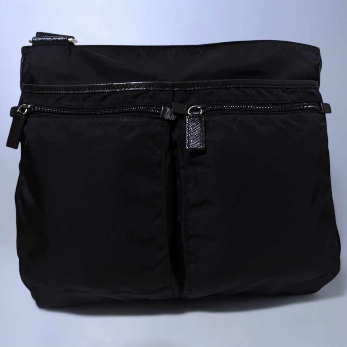 Prada Black Nylon Multi Pocket Shoulder Bag Vintage Authentic thumbnail 2