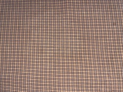 2/3 Yd Tan Brown Cream Gray Homespun Plaid Check Cotton Fabric 24'' X 44''