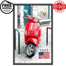 11X17 Picture Frame Black Display Pictures 8 X 12 with, Mat or 11 X 17 without m
