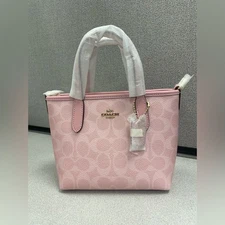 COACH City Mini Tote Bag Signature Canvas CW032 Powder Pink Crossbody Outlet New