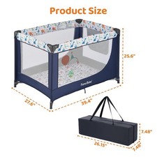 Baby Portable Pack and Play Lightweight Foldable Travel Crib with Mattress  Bag